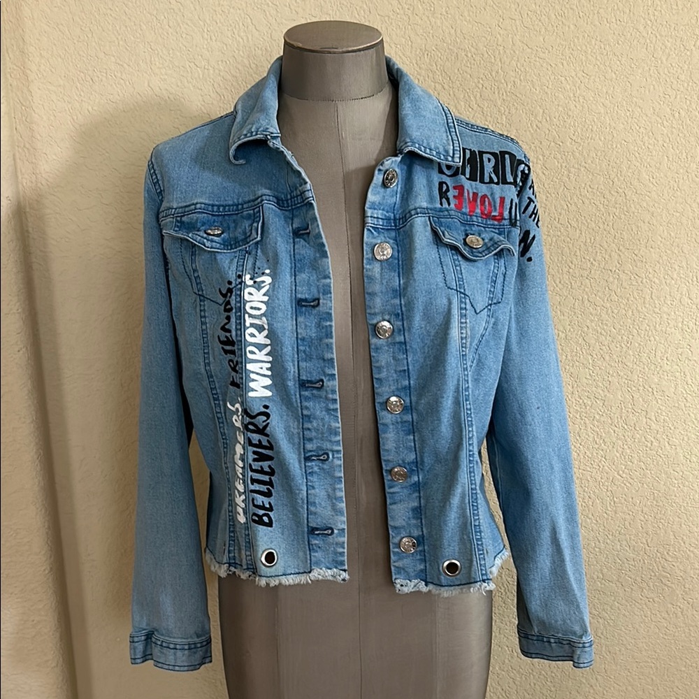 Justice Blue Jean Jacket with Distressed Details